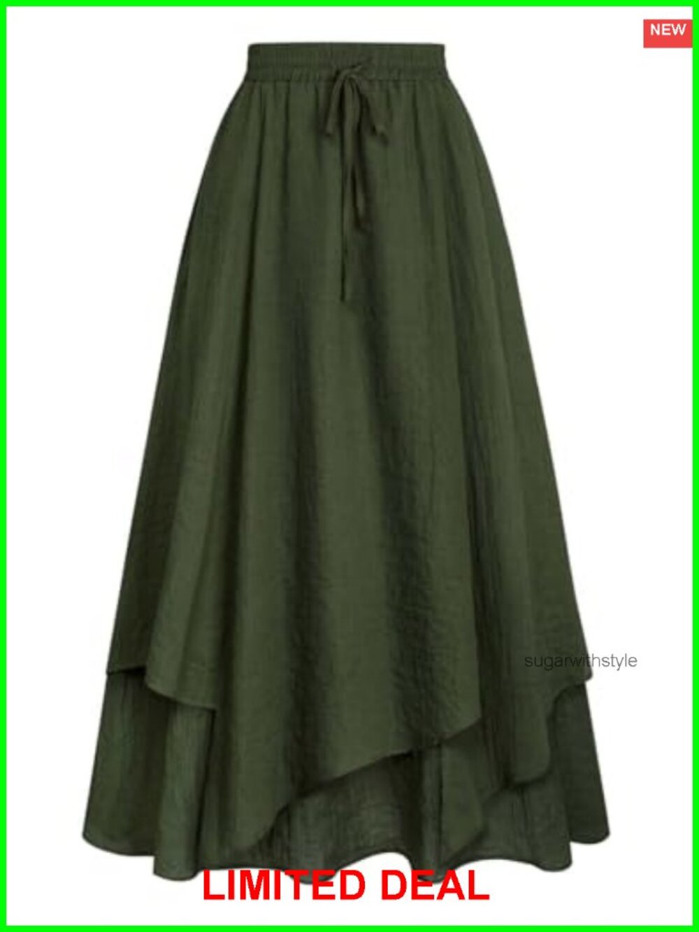 Renaissance A-Line Maxi Skirt Double Layered High Waist Side Pockets